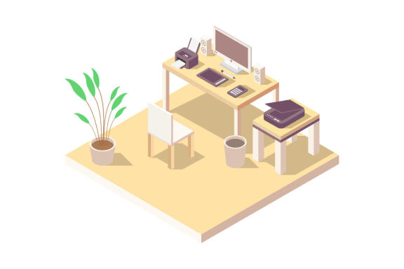 Isometric office desk