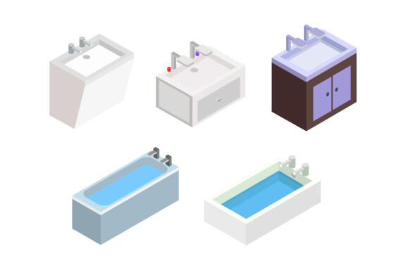 Sink and tub isometric