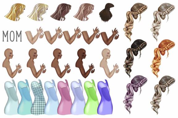 Big Family Clipart, Father's Day Clipart, Mother's Day Clipart