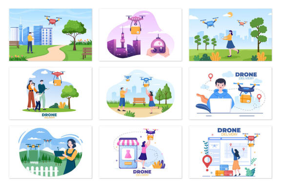 22 Drone with Camera Remote Illustration