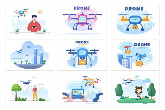 22 Drone with Camera Remote Illustration
