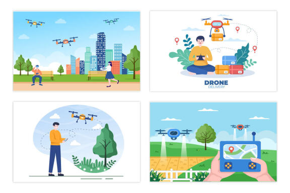 22 Drone with Camera Remote Illustration