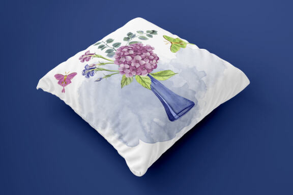Watercolor Hydrangea Flowers Clipart. Butterflies clipart