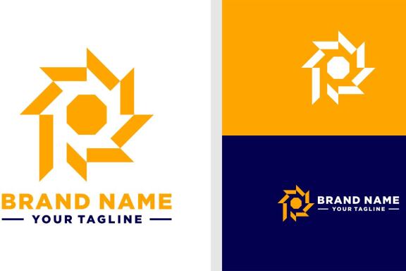 LETTER P LOGO SUN NEGATIVE SPACE GEOMETRIC EDITABLE