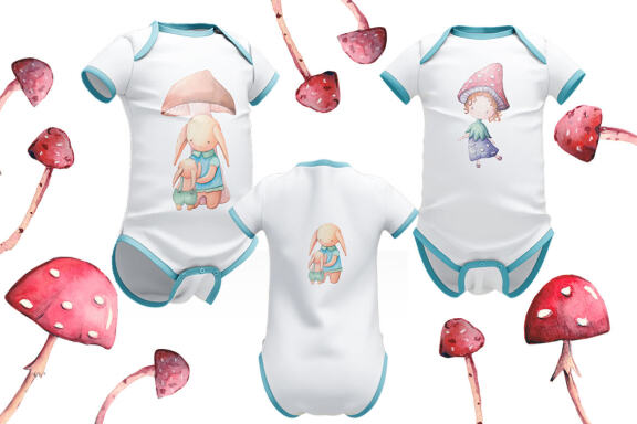 Fairy mushroom forest Watercolor clipart