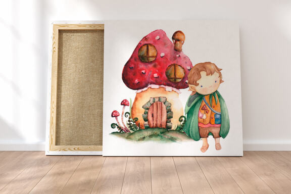 Fairy mushroom forest Watercolor clipart