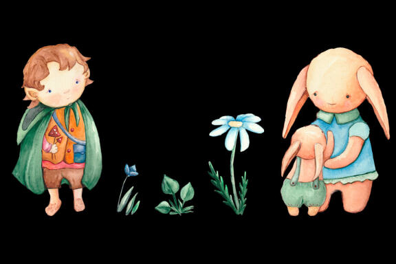 Fairy mushroom forest Watercolor clipart