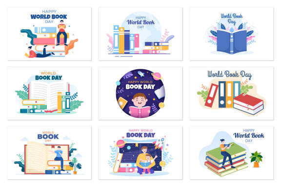 22 World Book Day Flat Illustration