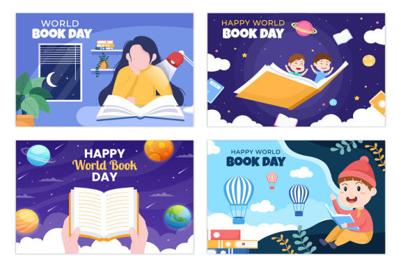 22 World Book Day Flat Illustration