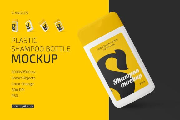 Plastic Shampoo Bottle Mockup Set