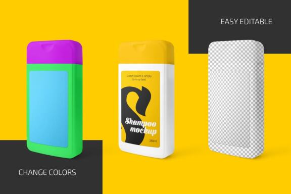 Plastic Shampoo Bottle Mockup Set