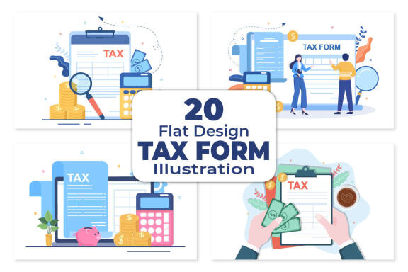 20 Tax form Flat Design Illustration