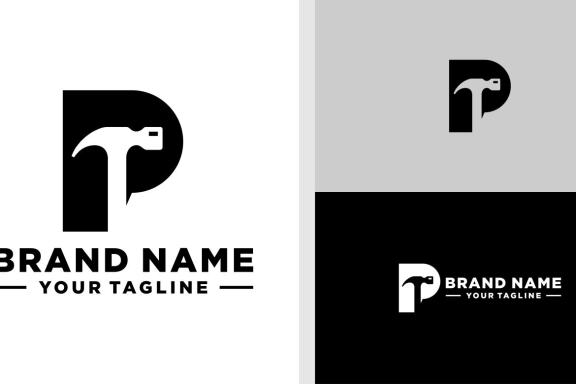 LETTER P LOGO HAMMER GUILDER EDITABLE