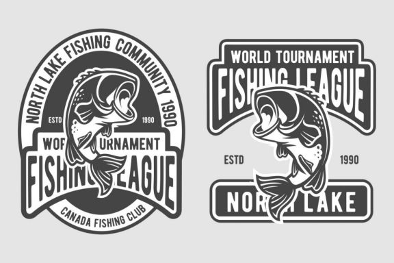 9 Fishing Vintage Badge Design Set