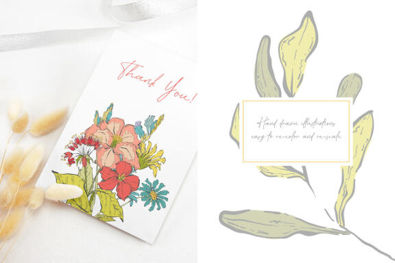 Hand Drawn Flowers Vector Illustrations Vol. 1