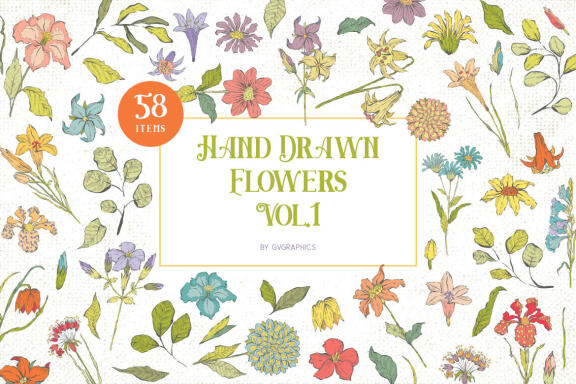 Hand Drawn Flowers Vector Illustrations Vol. 1