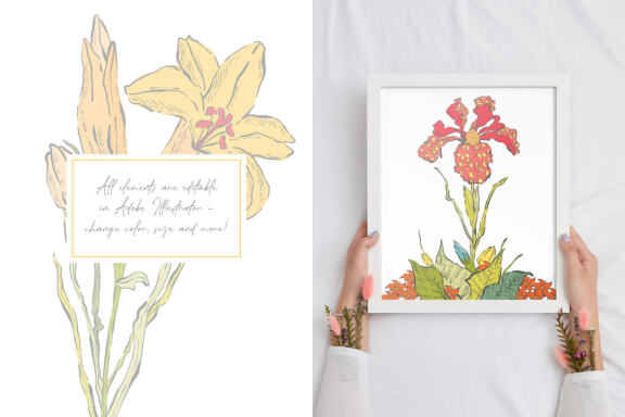 Hand Drawn Flowers Vector Illustrations Vol. 1
