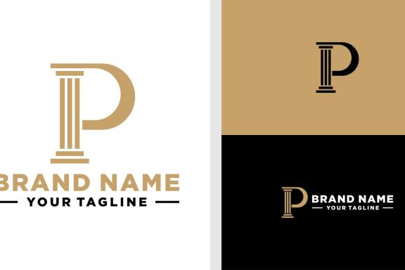 LETTER P LOGO COLOUMN EDITABLE