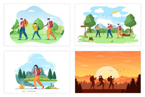 15 Adventure Tour or Vacation Flat Illustration