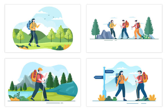 15 Adventure Tour or Vacation Flat Illustration