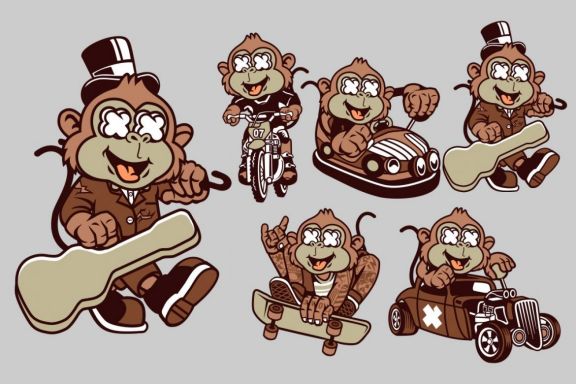 5 Monkey Cartoon Character