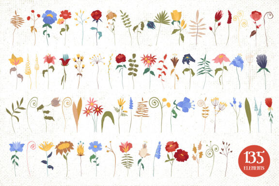 Hand Drawn Flowers Vector Illustrations Vol. 2