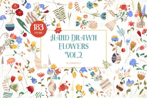 Hand Drawn Flowers Vector Illustrations Vol. 2