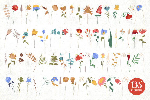 Hand Drawn Flowers Vector Illustrations Vol. 2