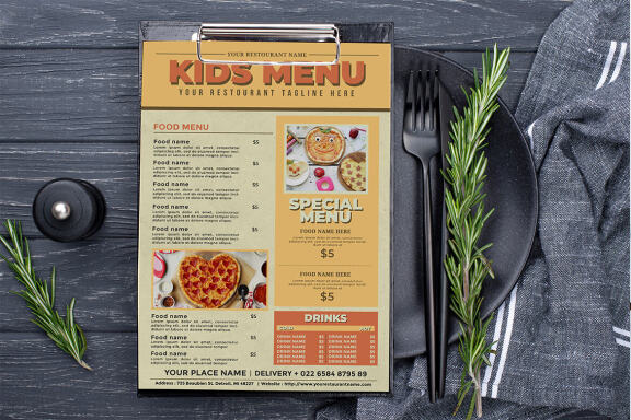 Kids menu