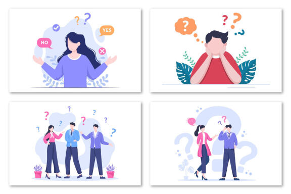 15 People Thinking Problem Solving Illustration