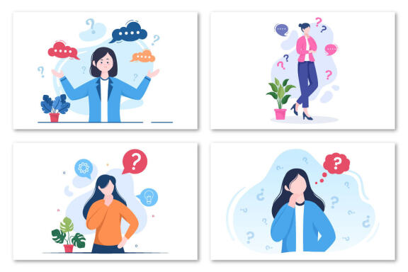 15 People Thinking Problem Solving Illustration
