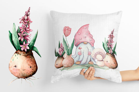 Watercolor Spring Garden Clipart, Spring Bulb Flowers
