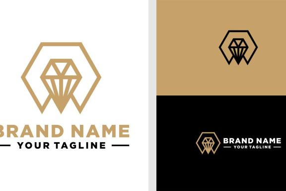 LETTER M LOGO DIAMOND LINE EDITABLE