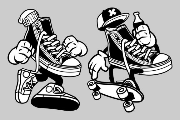 6 Oldschool Shoe Cartoon Character