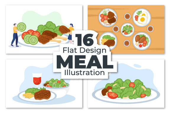 16 Health Meal with Balanced Diet Nutritional Illustration | Deeezy