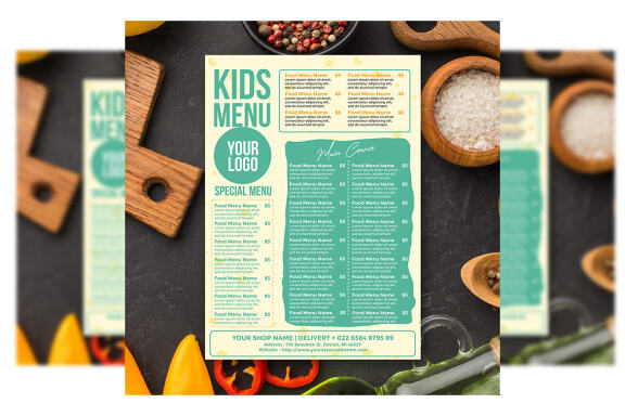 Kids menu flyer