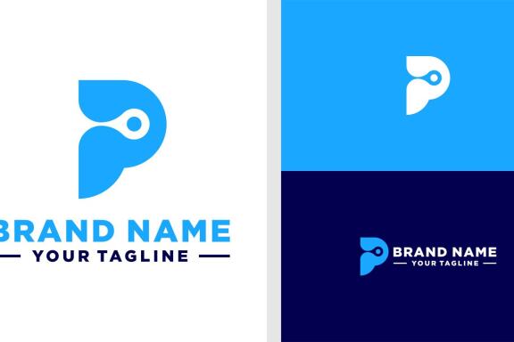 LETTER P LOGO CONNECTED TECHNOLOGY EDITABLE