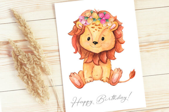 Animals in flowers Watercolor little animals clipart