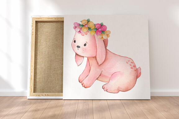 Animals in flowers Watercolor little animals clipart