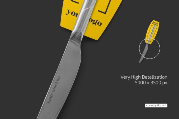 Fork and Knife with Label Mockup