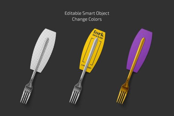 Fork and Knife with Label Mockup