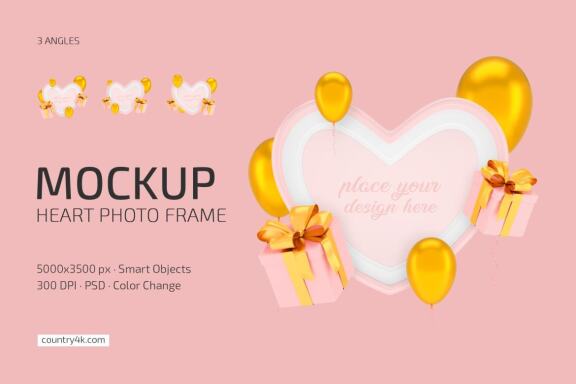 Heart Photo Frame Mockup Set