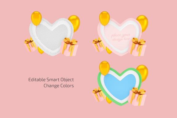 Heart Photo Frame Mockup Set