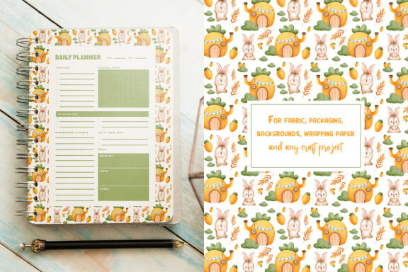 Bunnies in the Garden Seamless Patterns