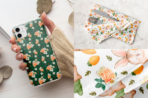 Bunnies in the Garden Seamless Patterns