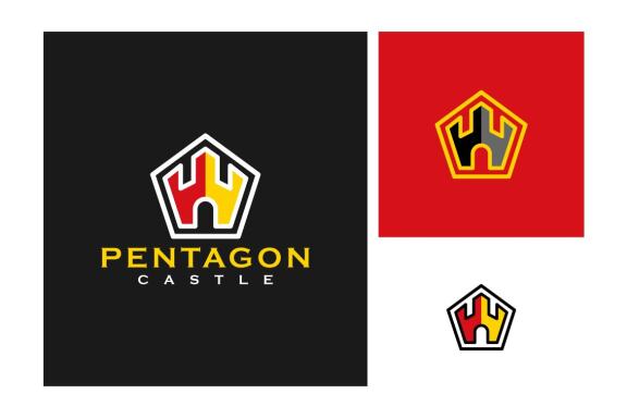 Pentagon castle colorful logo design for construction