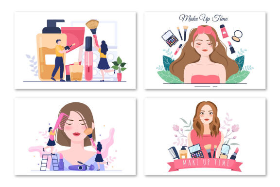 17 Make Up Cosmetics Collection Illustration