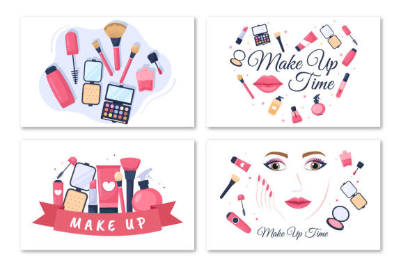 17 Make Up Cosmetics Collection Illustration