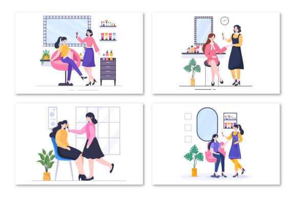 17 Make Up Cosmetics Collection Illustration