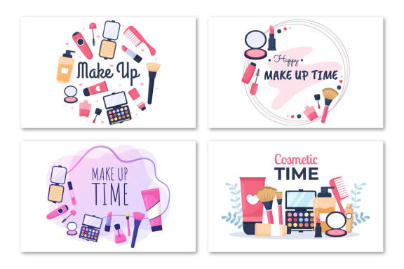 17 Make Up Cosmetics Collection Illustration